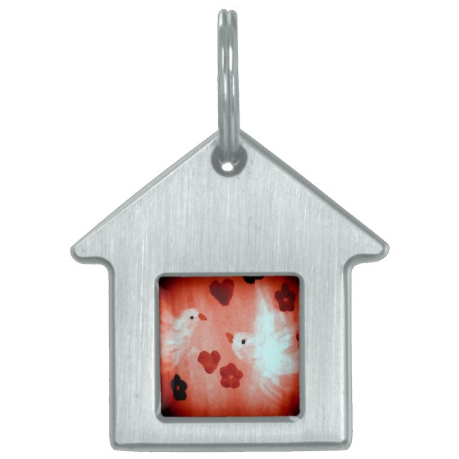 Dove Red White Love birds ID-bricka Husdjur (Framsidan)