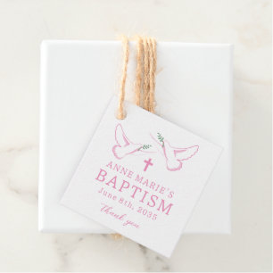 Dove Rosa Girl Baptism Tack Gåvor Etiketter
