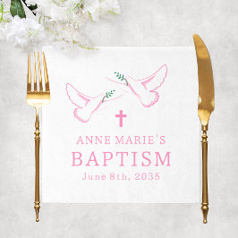 Dove Rosa Girl Girl Baptism Pappersservett