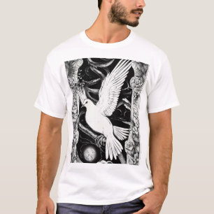 Dove & Serpent Tattoo T-Shirt - Fet Black & White