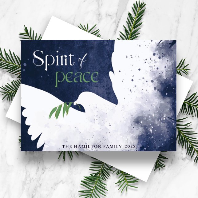 Dove Spirit of Peace Blue Helgdag Card Julkort (Skapare uppladdad)