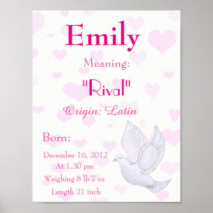 Dove Tema Namn betyder keepsaké plantskola Poster