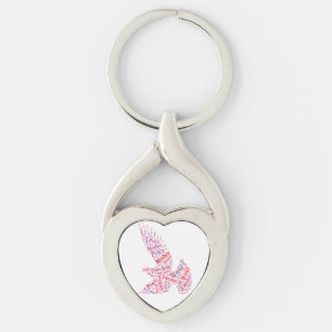 Dove Twisted Heart Silverfärgad Nyckelring