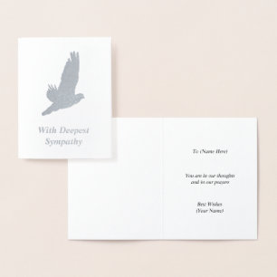 Dove under flygning - Elegant Silver Sympathy Moti Folierat Kort