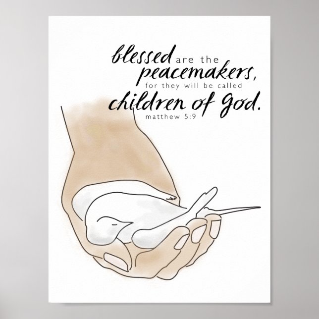 Dove, välsignad är Peacemakers, Matthew 5:9 Poster (Framsidan)