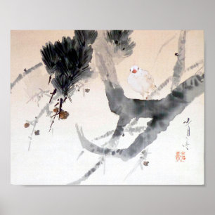 Dove vid Gräs Träd, Watanabe Seitei Poster