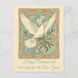 Dove With Olive Branch Christmas Helg Vykort