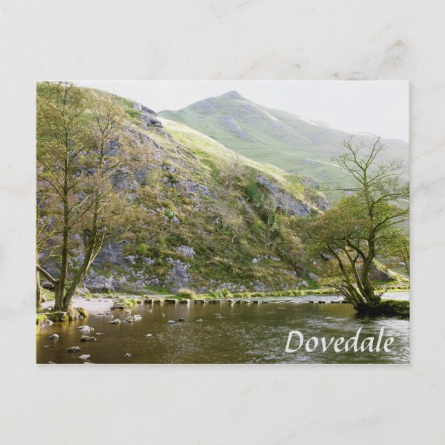 Dovedale Derbyshire, Peak District souvenir-foto Vykort (Framsida)