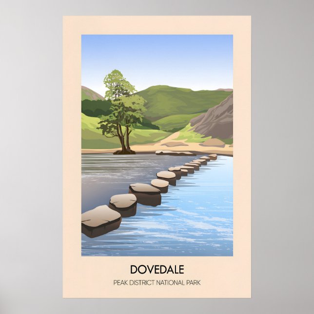 Dovedale Peak District nationalpark Modern resa Poster (Framsidan)