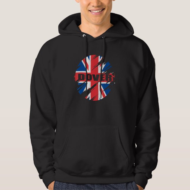 Dover British Flagga England Uk Britain Union Jack Hoodie (Framsida)