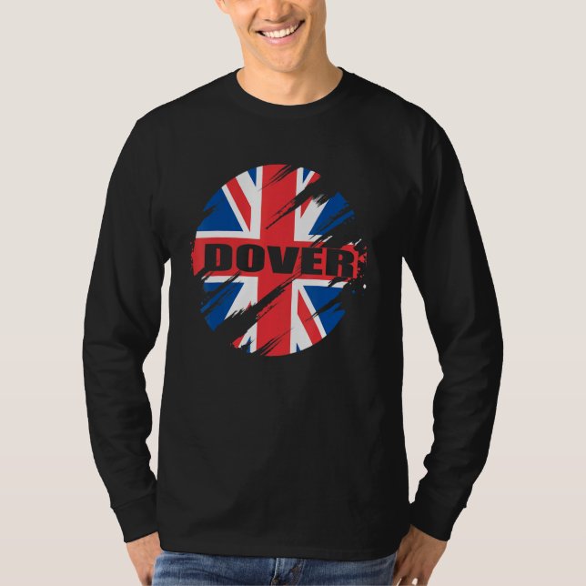 Dover British Flagga England Uk Britain Union Jack T Shirt (Framsida)