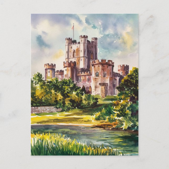Dover Castle Watercolor Painting Vykort (Framsida)