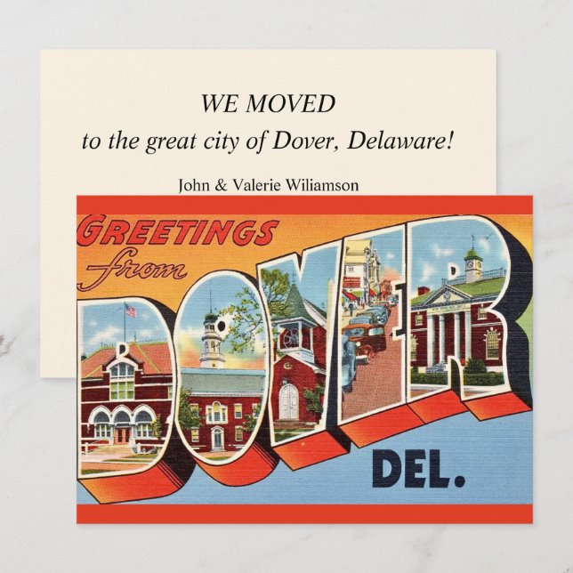 Dover Delaware Vykort Flyttmeddelande (Fram/baksida)