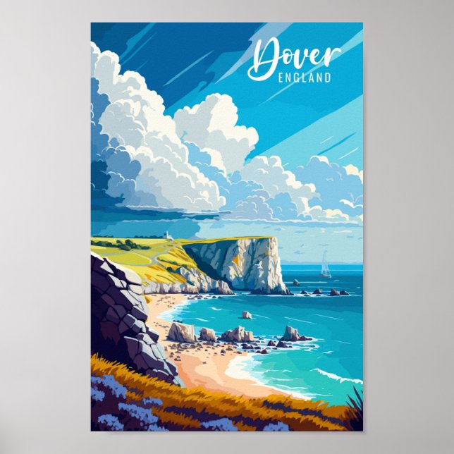 Dover England vintage resor ställe illustration Poster (Framsidan)