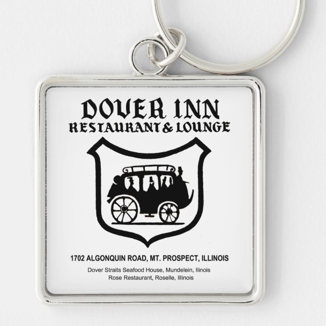 Dover InRestaurant, Mt. Prospect, IL Fyrkantig Silverfärgad Nyckelring (Framsidan)