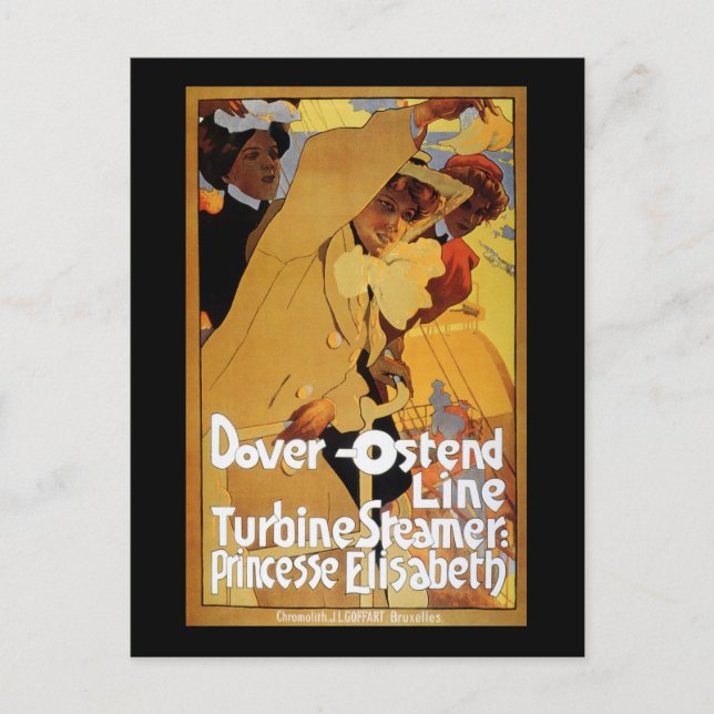 Dover Ostend Line Turbine Steamer Vykort (Framsida)