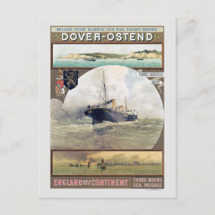 Dover-Ostend Vintage affisch 1910-talet Vykort
