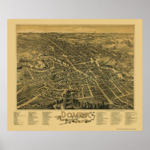 Dover panorama- karta för NH - 1888 Poster