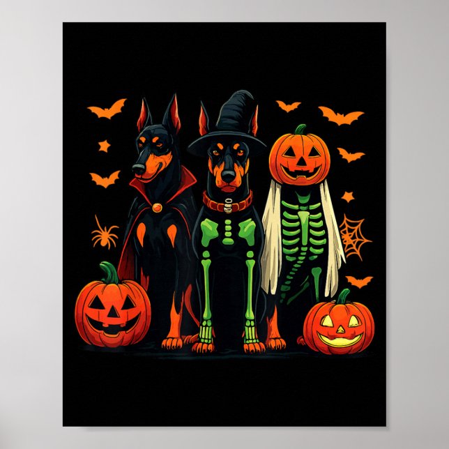 Dovermanns-mumie spökhäxa rolig hundkostym poster (Framsidan)