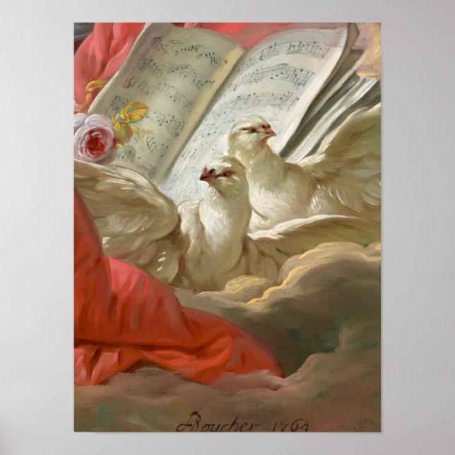 Doves, 1764 av Francois Boucher Poster (Framsidan)
