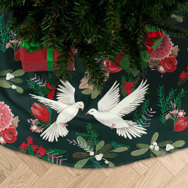 Doves blommigt grönt jul julgransmatta borstad polyester