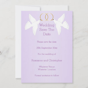 Doves Design Lilac Färgad Bröllop Spara Datumet