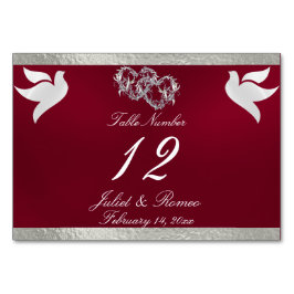 Doves & Heart - Bordsnumret Burgundy/Silver Bordsnummer