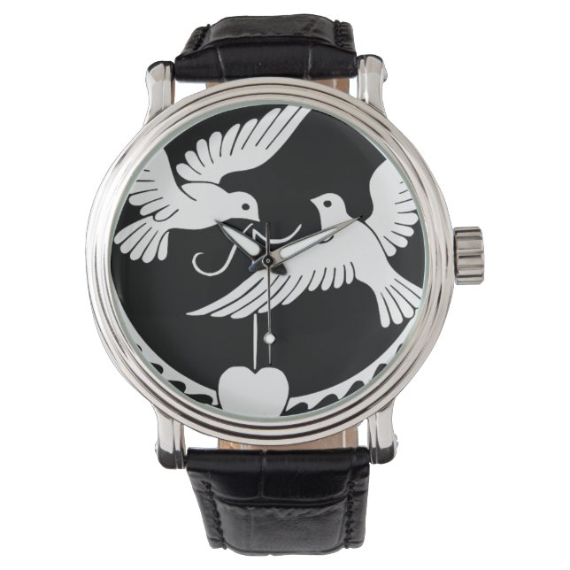 Doves Heart Dance Peace Kärlek Party Destiny Armbandsur (Framsida)