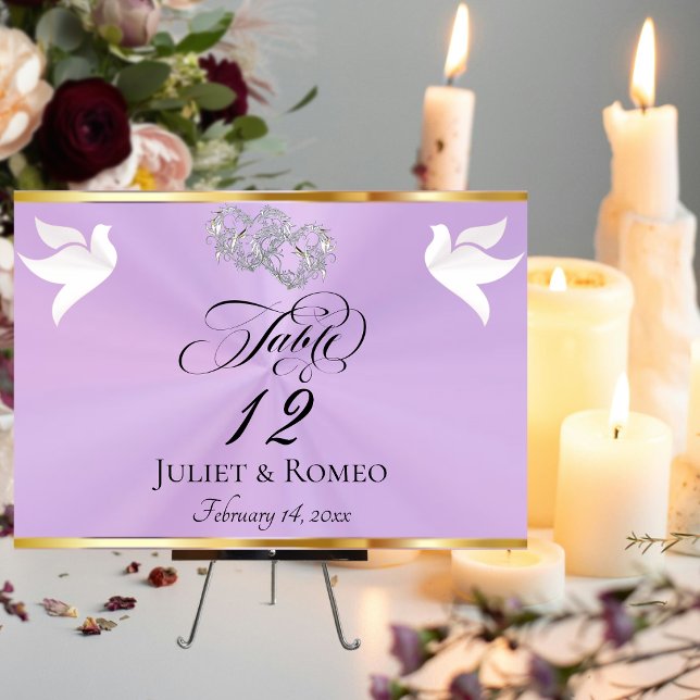 Doves & Hearts - Lavender/Silver Bordsnummer (Skapare uppladdad)