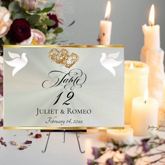 Doves & Hearts - Pastel Sage/Gold Bordsnummer (Skapare uppladdad)