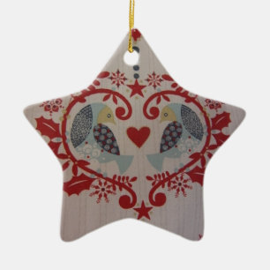 Doves & Hearts - Pennsylvania Dutch Julgransprydnad Keramik
