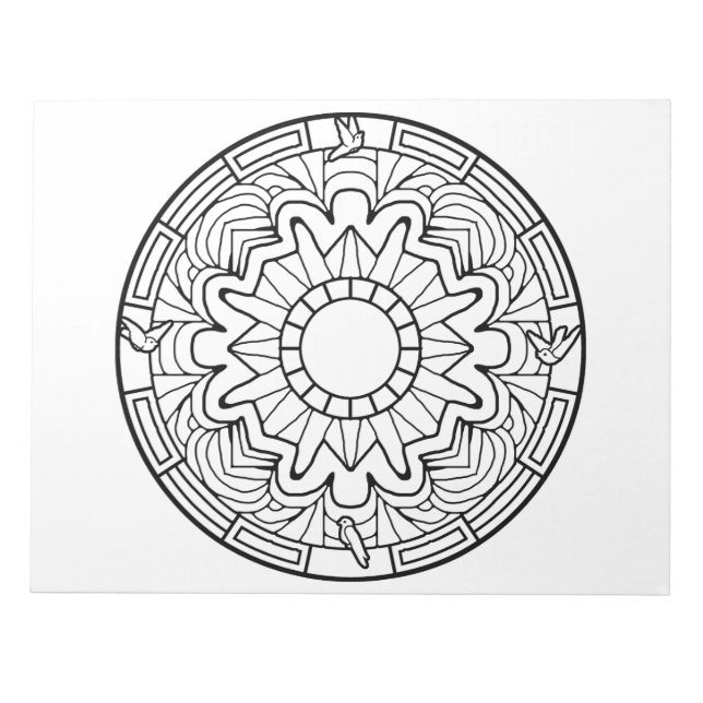 Doves Mandala Coloring Bok Pad Anteckningsblock (Framsida)