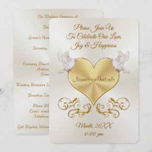 Doves over Heart Wedding Investigations Personlig Inbjudningar