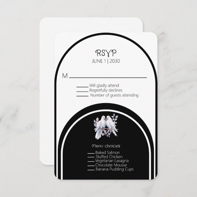 Doves Ringar Black and White Arched (Fram/baksida)