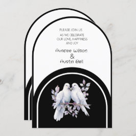 Doves Ringar Black and White Arched Inbjudningar