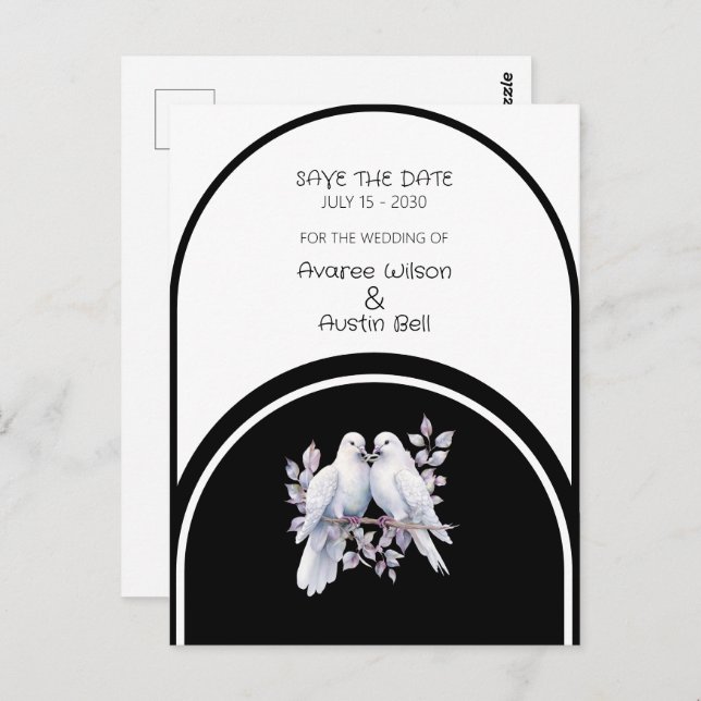 Doves Ringar Black and White Arched Vykort (Fram/baksida)