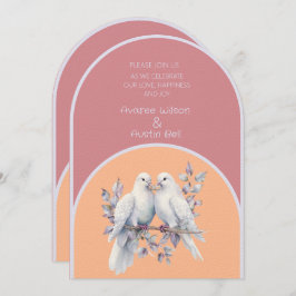 Doves Ringar Dusty Rosa Peach Fuzz Lavender Arched Inbjudningar