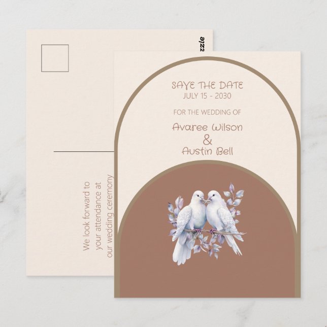 Doves Ringar Mocha Mousse Light Beige Taupe Arched Vykort (Fram/baksida)