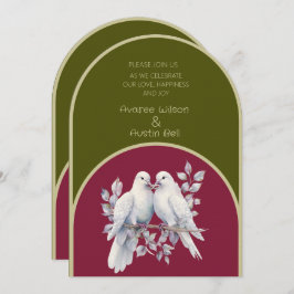 Doves Ringar Oliv grönt Burgundy Gult Arched Inbjudningar