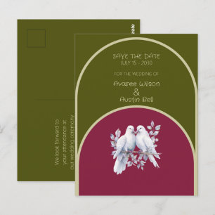 Doves Ringar Oliv grönt Burgundy Gult Arched Vykort