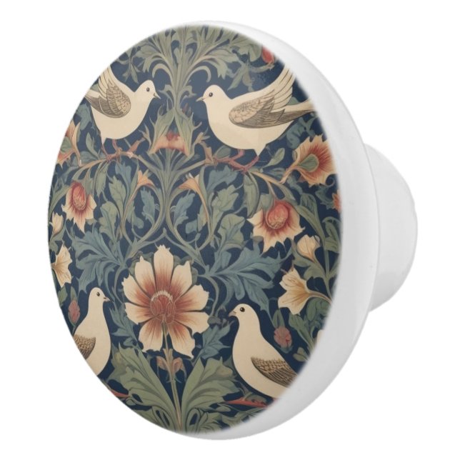 Doves William Morris stil Four Dove Birds Knopp (Höger)