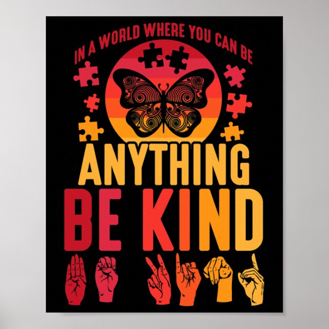 Dövet Butterfly för signeringsspråkpussel Poster (Framsidan)