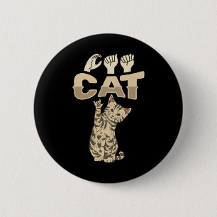 Dövet Cat Asl Hand Gesture Hearing Loss Awareness  Knapp
