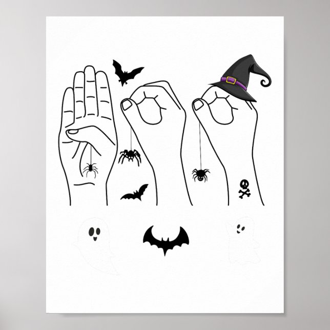Dövet Halloween Asl Hand Sign Language Pride Boo C Poster (Framsidan)