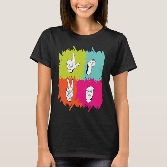 Dövet Hårdstöd Pride ASL handskylt Gest T Shirt (Framsida)