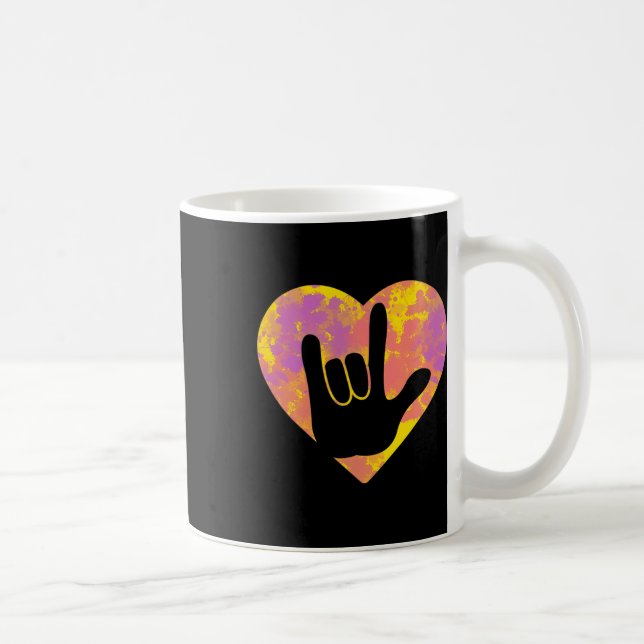 Dövet Medvetenhet om Cute American Sign Language P Kaffemugg (Höger)