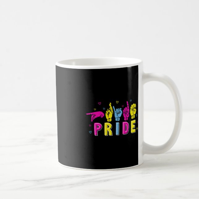 Dövet Pansexual ASL Pride Pan Rainbow Sign Languag Kaffemugg (Höger)