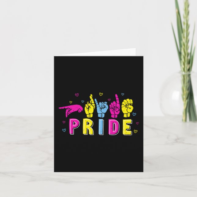 Dövet Pansexual ASL Pride Pan Rainbow Sign Languag Kort (Framsida)