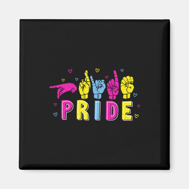Dövet Pansexual ASL Pride Pan Rainbow Sign Languag Magnet (Framsidan)