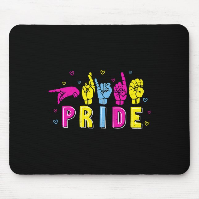 Dövet Pansexual ASL Pride Pan Rainbow Sign Languag Musmatta (Framsidan)